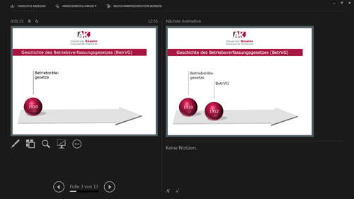 Referentenansicht PowerPoint 2013 - nächste Animation