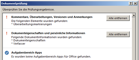 Word 2013: Dokument prüfen - alle entfernen Word 2013: Dokument prüfen - alle entfernen
