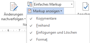 Word 2013: Menü Markup anzeigen Word 2013: Menü Markup anzeigen