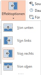 Effektoptionen Folienübergang Schieben