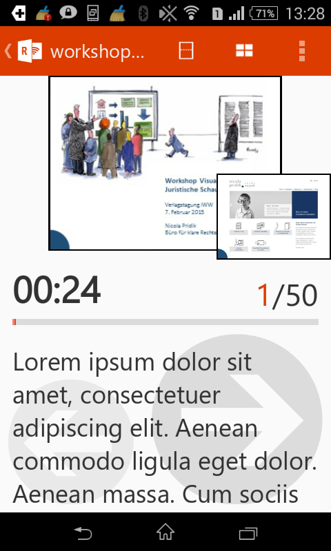 Screenshot Office Remote Vortragsnotizen Screenshot Office Remote Vortragsnotizen