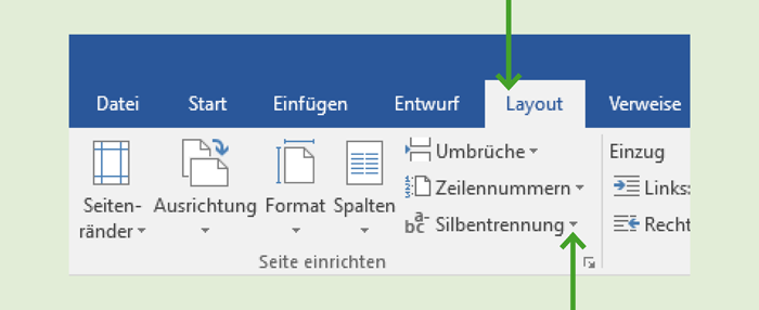 Silbentrennung aktivieren in Word Silbentrennung aktivieren in Word