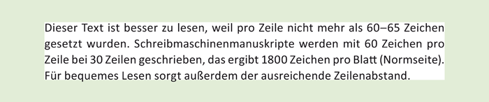 Lesefreundliche Zeilenlänge Lesefreundliche Zeilenlänge