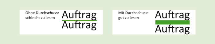 Zeilenabstand mit und ohne Durchschuss im Vergleich Zeilenabstand mit und ohne Durchschuss im Vergleich