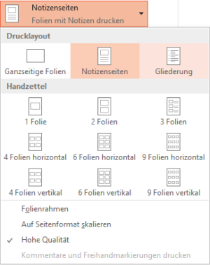 Notizenseiten drucken