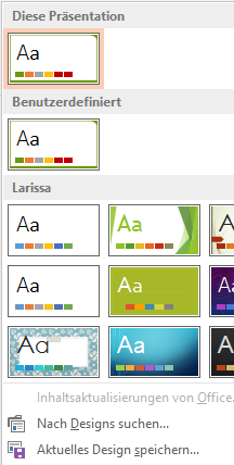 Aktuelles Design in PPT gespeichert: benutzerdefiniertes Design Aktuelles Design in PPT gespeichert: benutzerdefiniertes Design