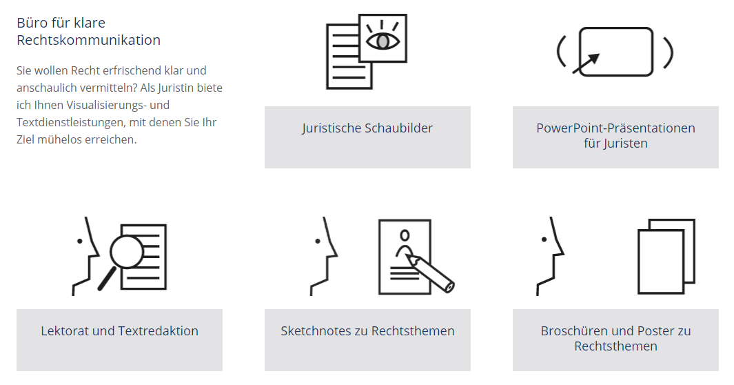 Dienstleistungen des Büros für klare Rechtskommunikation