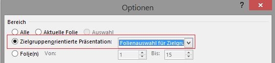 Screenshot PowerPoint: Zielgruppenorientierte Präsentation als PDF ausgeben