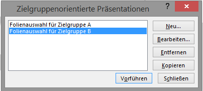 Screenshot PowerPoint: Zielgruppenorientierte Präsentation bearbeiten