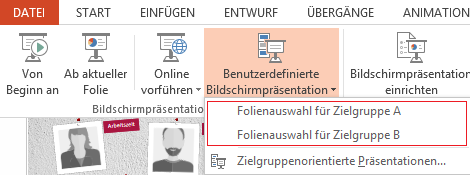 Screenshot PowerPoint: Zielgruppenorientierte Präsentation vorführen