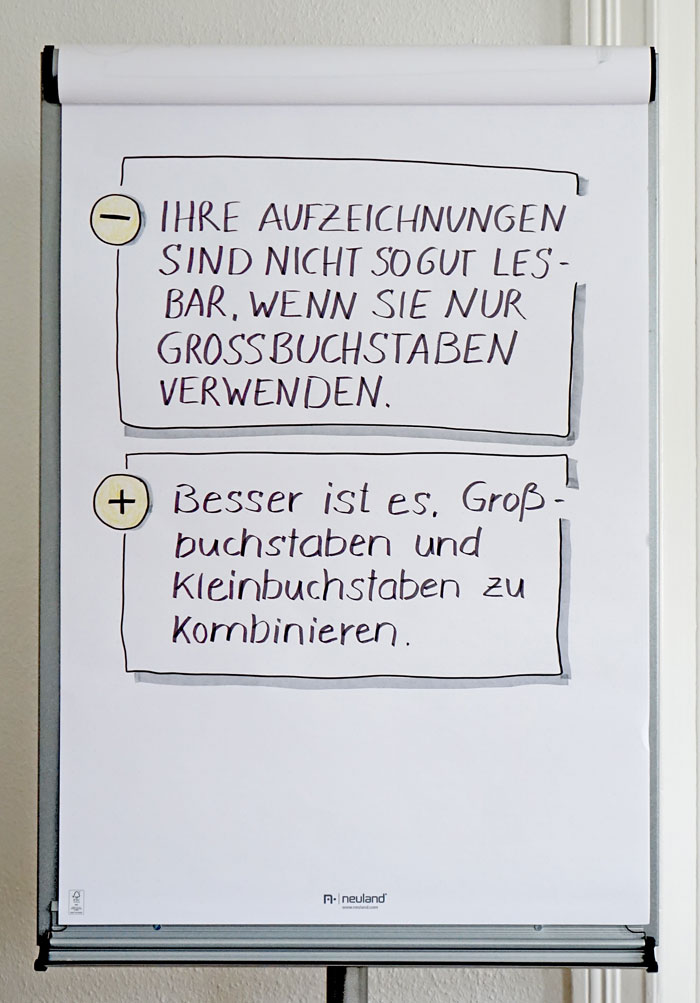 Schreiben am Flipchart: Groß- und/oder Kleinbuchstaben?