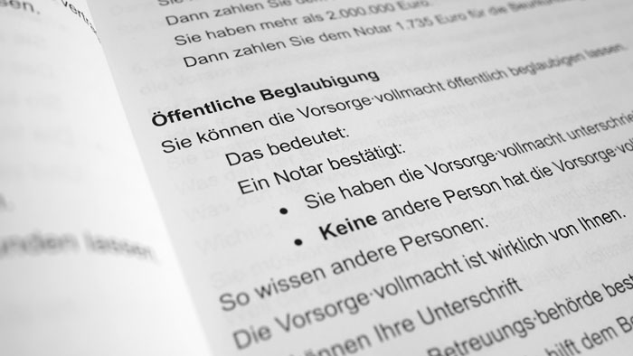 Ausschnitt aus der Leichte-Sprache-Broschüre zur Vorsorgevollmacht des Niedersächsischen Justizministeriums