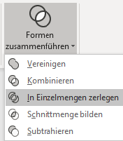 Screenshot PowerPoint: Menü Formen zusammenführen