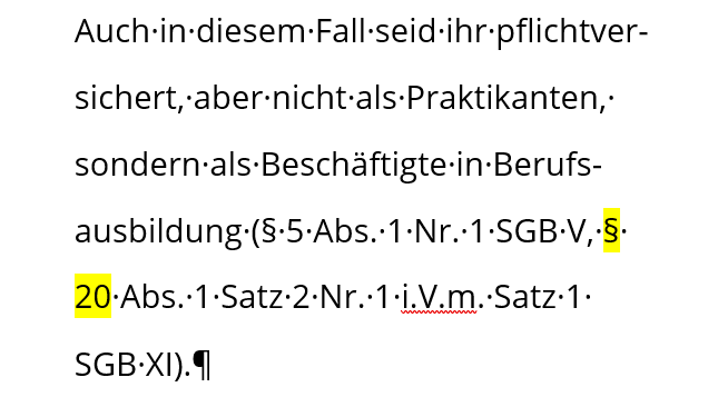 Paragrafenzeichen am Zeilenende