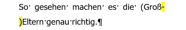 Ergebnis: Wort mit Klammerbestandteil und Bindestrich nicht trennen