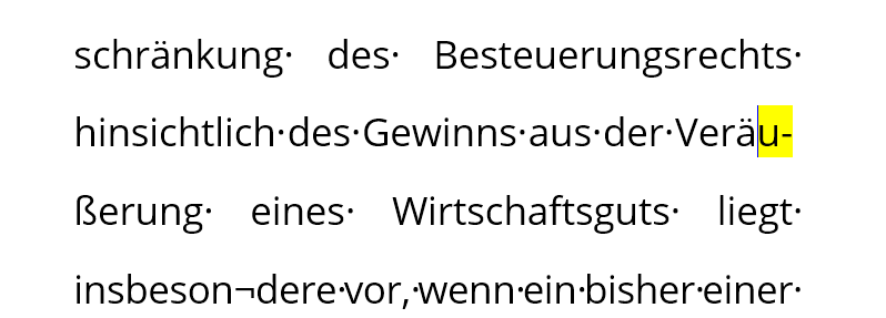 Unschöne Trennung des Wortes Veräußerung nach dem ersten u