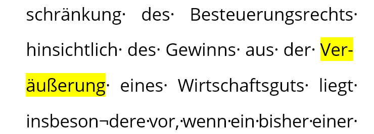 Trennung des Wortes nach Einfügen eines bedingten Trennstriches hinter der ersten Silbe Ver-