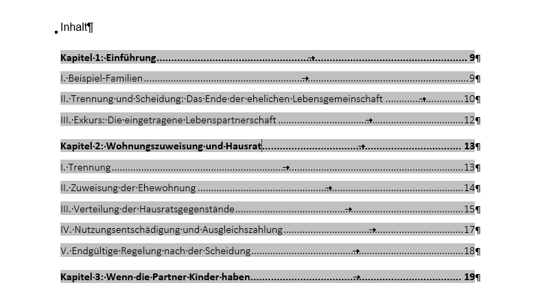 Beispiel eines automatisch generierten Inhaltsverzeichnisses