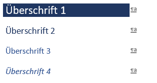 Überschriftenformatvorlagen 