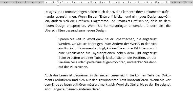 Beispiel 2: Auszeichnung durch senkrechte Linie, Einzüge und Abstände