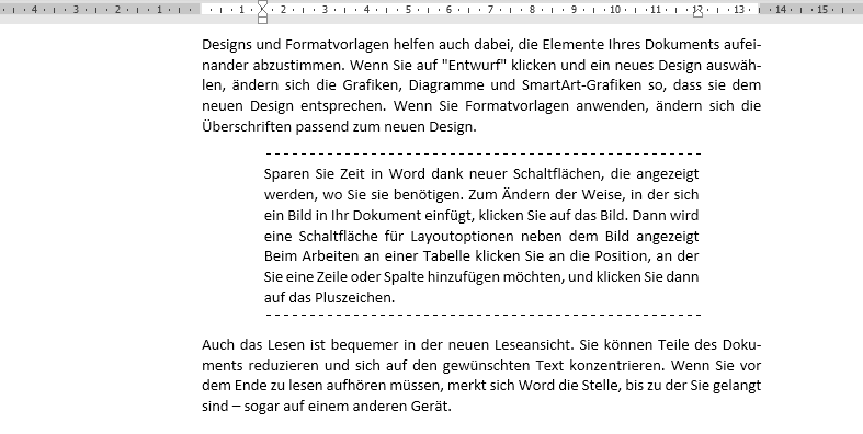 Beispiel 4: Auszeichnung durch waagerechte Linien, Einzüge und Abstände