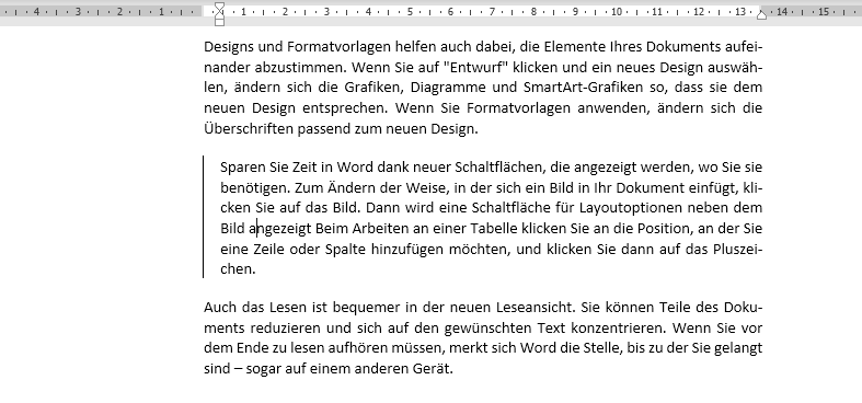 Beispiel 3: Auszeichnung durch senkrechte Linie, linken Einzug und Abstände