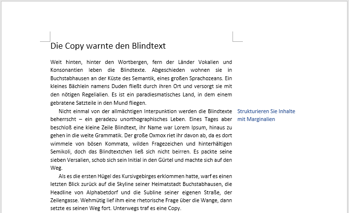 Beispiel für eine strukturierende Marginalie