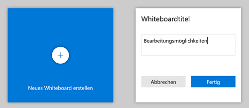 Screenshot Microsoft Whiteboard: Whiteboardtitel eingeben