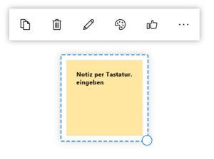 Screenshot Microsoft Whiteboard: Kontextmenü Notiz