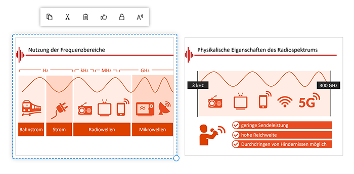 Screenshot Microsoft Whiteboard: markierte PDF-Seite auf der Zeichenfläche