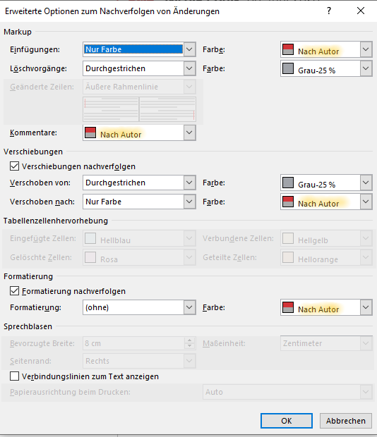 Änderungen in Word je nach Bearbeiter in unterschiedlichen Farben anzeigen lassen