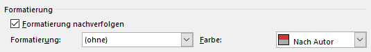 Formatierung nachverfolgen