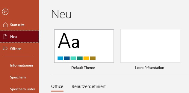 Standarddesign (Default Theme) auf der Seite "Neu" Standarddesign (Default Theme) auf der Seite "Neu"