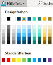 Farbpaletten in PowerPoint: Design- und Standardfarben Screenshot PowerPoint : Farbpalette mit Design- und Standardfarben