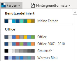 Benutzerdefinierte Palette mit Designfarben in der Liste der aller angebotenen Farbpaletten Benutzerdefinierte Palette mit Designfarben in der Liste der aller angebotenen Farbpaletten