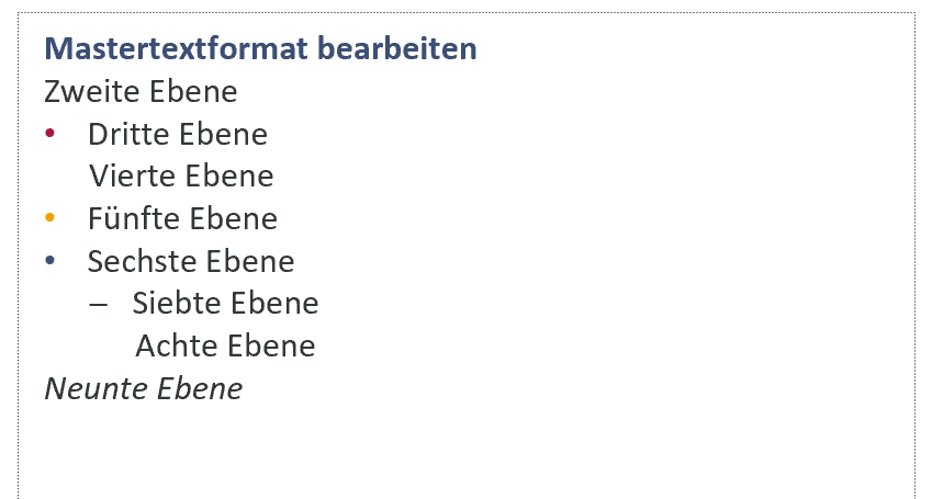 Beispiel eingerichteter Absatzformate auf der Notizenseite, diesmal ohne Abstände zwischen den Absätzen