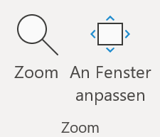 Screenshot PowerPoint: Gruppe Zoom auf der Registerkarte Ansicht 