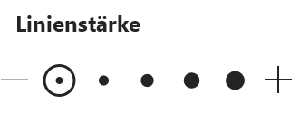 Screenshot PowerPoint: Linienstärkenauswahl der Zeichenstifte