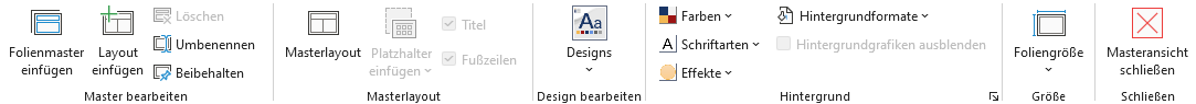 Screenshot PowerPoint: Registerkarte Folienmaster