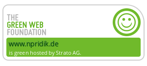 Button der Green Web Foundation: www.npridik.de is green hosted by Strato AG