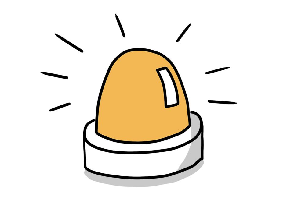 Einfache Zeichnung einer leuchtenden halbrunden Alarmlampe