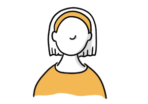 Einfache Avatar-Zeichnung eines Mädchens mit schulterlangen glatten Haaren und Haarband