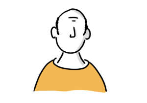 Einfache Avatar-Zeichnung eines Mannes mit Glatze, Haarkranz und Koteletten