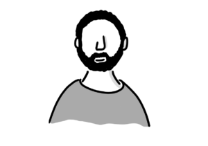 Einfache Avatar-Zeichnung eines Mannes mit schwarzem Vollbart