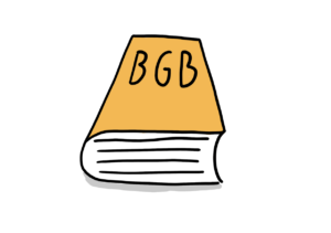 Einfache Zeichnung eines liegenden Buches, auf dem die Buchstaben BGB stehen