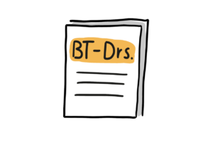 Einfache Zeichnung eines Dokuments mit der Aufschrift BT-Drs.