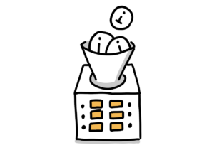 Einfache Zeichnung eines Automaten mit 6 Schaltern, auf dem ein Trichter sitzt, in den Informations-Is eingefüllt werden
