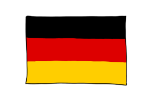 Einfache Zeichnung der deutschen Flagge in den Farben schwarz, rot, gold
