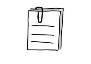 Einfache Zeichnung eines Dokuments, dessen Seiten mit einer Büroklammer zusammengehalten werden