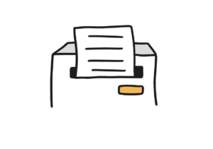 Einfache Zeichnung eines Blattes mit Linien in einem Briefkastenschlitz